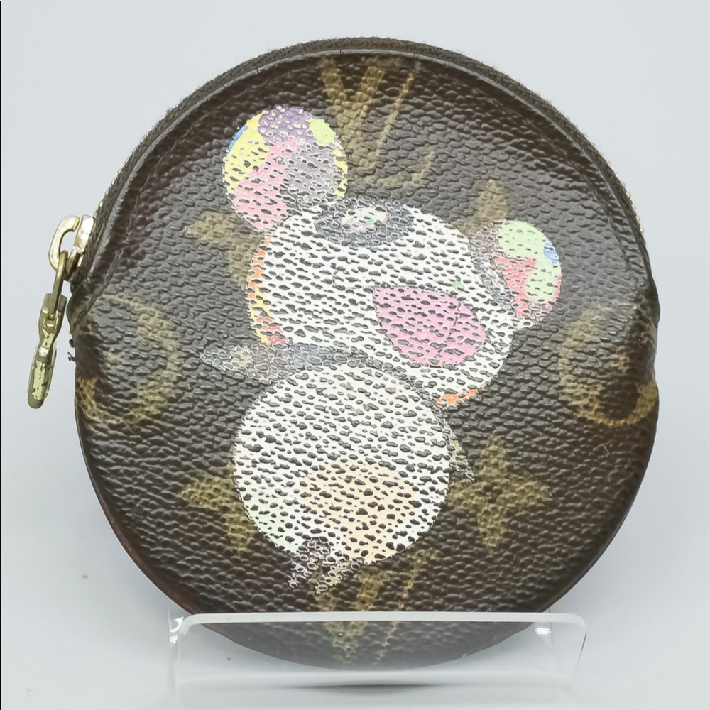 💯%Auth💜🤎Luis Vuitton porte monnaie rond coin case wallet purse monogram panda